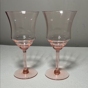 Vintage 1940's Pink Depression Glass Paneled Optic Wine Glass